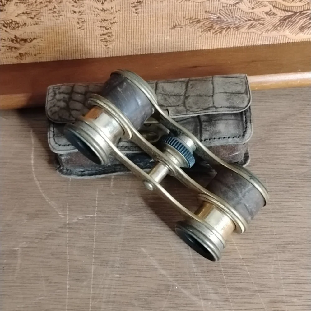 . Vintage Duvelleroy Paris Chevalier Brass Opera Glasses - Antique French Cheval
